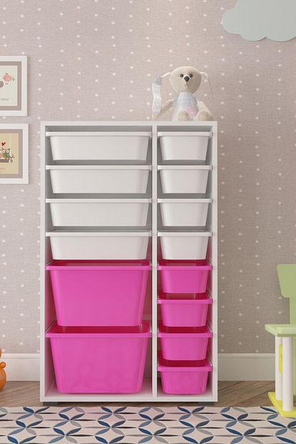 Pratico Cok Amacli Oyuncak Dolabi Acik Pembe Beyaz 2d4k8u Trendyol