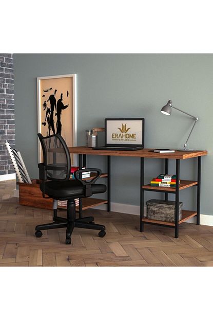 Erahome Buket Lux Metal Calisma Masasi Bilgisayar Sehpasi Ceviz Trendyol
