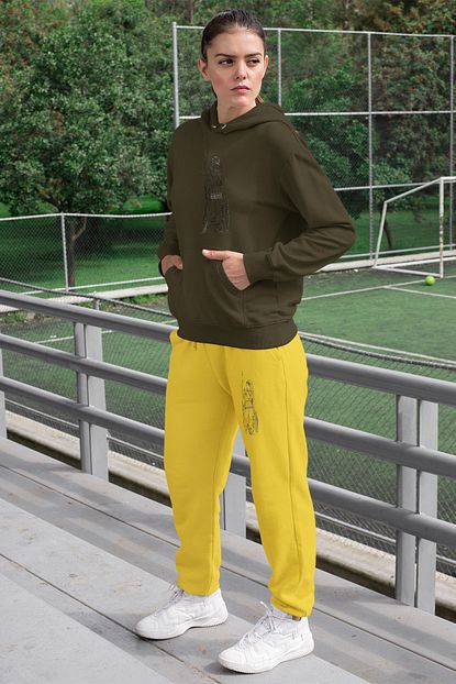 Angemiel Wear Misrakli Asker Kadin Esofman Takimi Yesil Kapsonlu Sweatshirt Sari Esofman Alti Trendyol