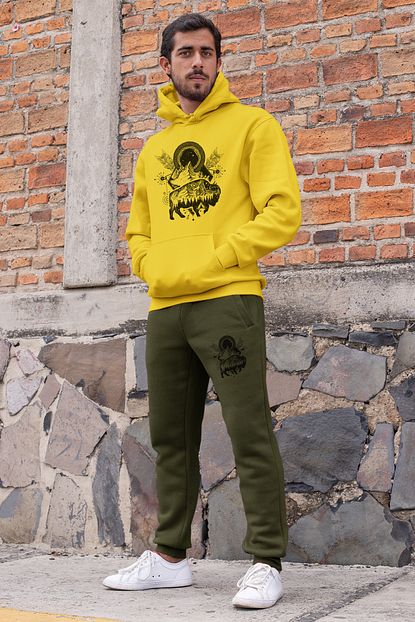 Angemiel Wear Ethnic Erkek Esofman Takimi Sari Kapsonlu Sweatshirt Yesil Esofman Alti Trendyol