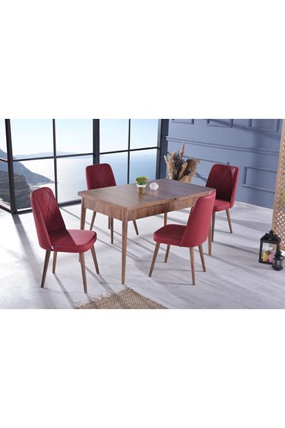 Stoker Armoni Yemek Masa Takimi 4 Sandalyeli Bordo Ar345 Trendyol