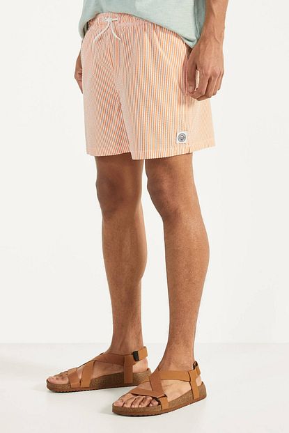 Bershka Erkek Turuncu Cizgili Deniz Sortu 04225305 Trendyol