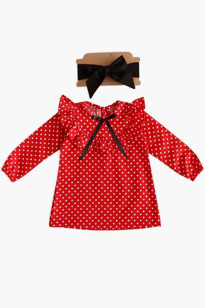 Parla Kids Kiz Cocuk Kirmizi Puanli Elbise Takim Trendyol