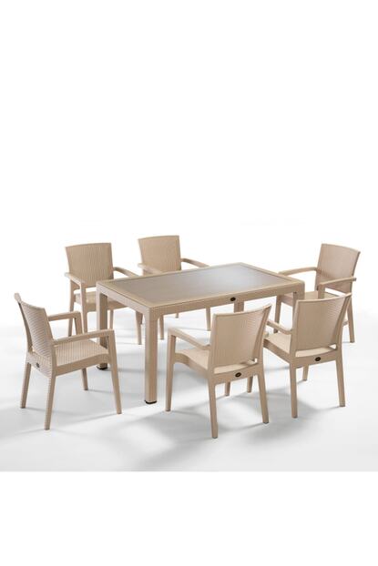 Pratik Dekor Linda 150x90 Camli Masa 6 Adet Koltuk Seti Bahce Masa Sandalye Takimi Trendyol