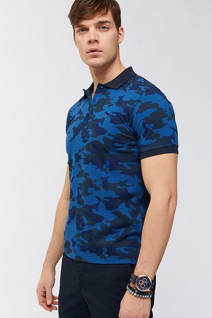 Avva Erkek Saks Polo Yaka Baskili T Shirt A91s1021 Trendyol