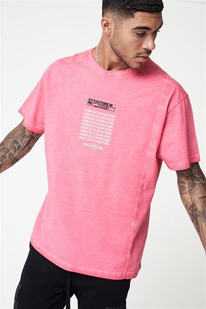 Soydance Erkek Neon Oversize T Shirt Pembe Trendyol