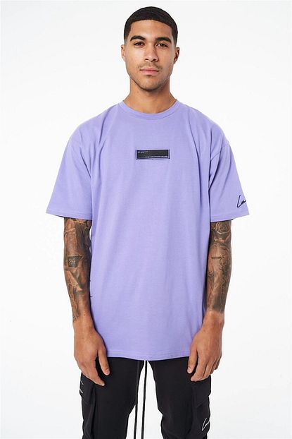 Soydance Erkek Onu Plastik Baskili Oversize T Shirt Mor Trendyol