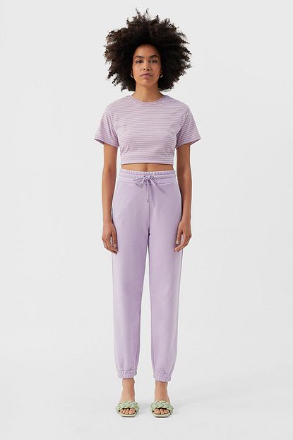 Stradivarius Kadin Mor Koton Jogger Pantolon 01168999 Trendyol