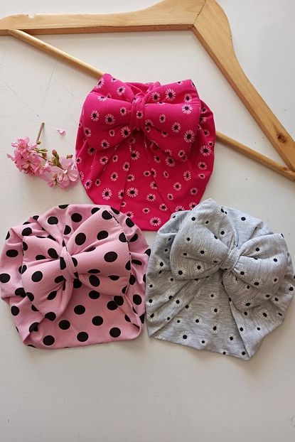 Babydonat Karisik Desenli 3 Lu Bebek Bonesi 0 12 Ay Trendyol