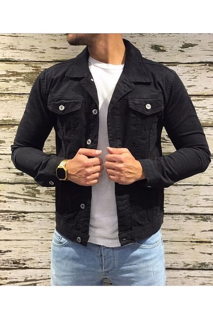 Denim Siyah Erkek Kot Ceket Slim Fit Dar Kesim Trendyol