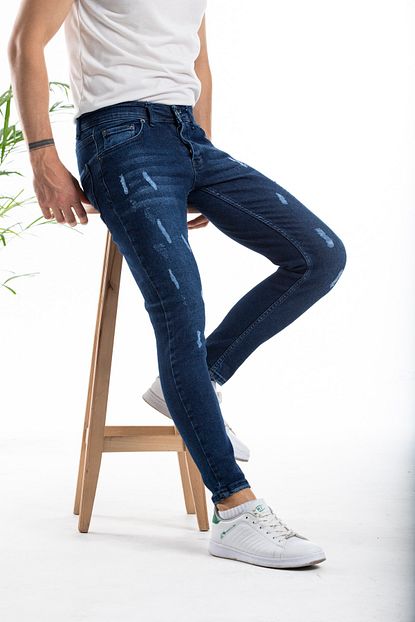 Modamesto Erkek Lacivet Skinny Fit Likrali Bilek Ustu Kot Pantolon Trendyol