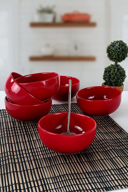 Keramika Kirmizi Bulut Corba Kasesi 12 Cm 6 Adet Trendyol