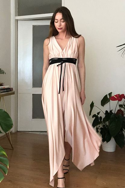 trendyolmilla pudra kusak detayli abiye