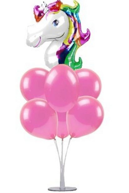 Cemrek Sus Parti Unicorn Balonlu Balon Standi 1 Adet Stand Ve 10 Adet Metalik Balon Ve 50 Cm Folyo Balon Trendyol