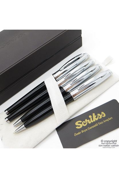 Scrikss 39 4 Lu Set Siyah Krom Dolma Kalem Roller Kalem Tukenmez Kalem Versatil Kalem Set Oscar Trendyol