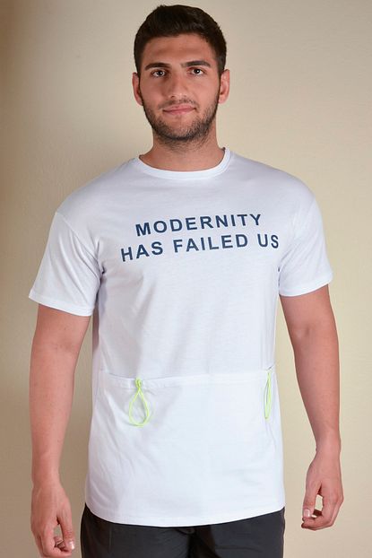Trendarcenciel Erkek Beyaz Cepli Genis Kalip T Shirt Trendyol