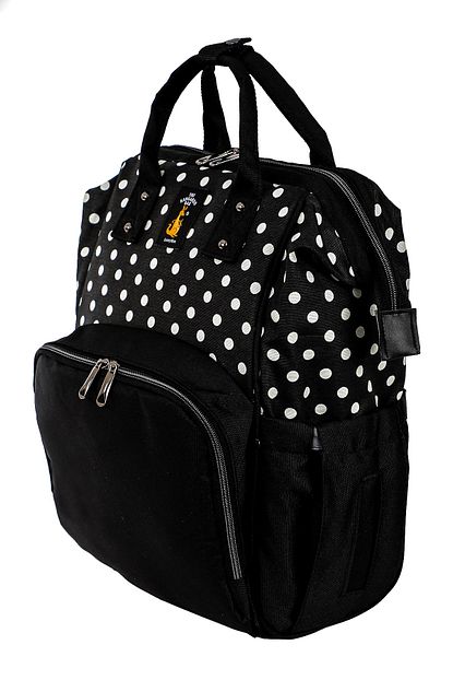 The Kangaroo Bag Luxury Mom Anne Bebek Bakim Sirt Cantasi Siyah Beyaz Puantiyeli Trendyol
