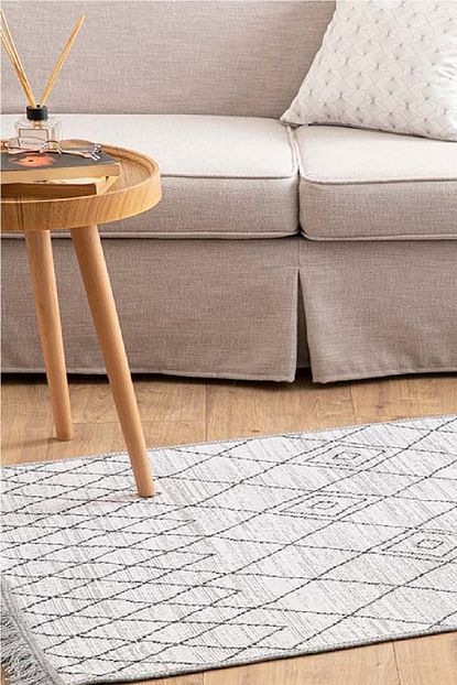 English Home Diamond Pamuklu Kilim Acik Gri Trendyol