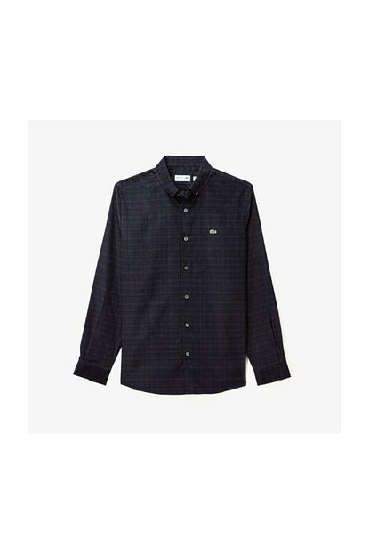 Lacoste Erkek Regular Fit Ekose Desenli Mavi Kadife Gomlek Trendyol