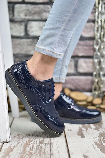 Riccon Erkek Casual Ayakkabi Lacivert Rugan 0012670 Trendyol