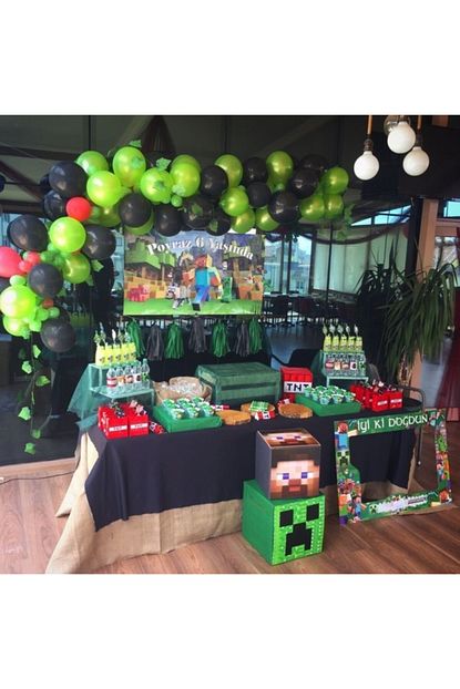 Meri Parti Minecraft Balon Ve Balon Zinciri Konsept Balon Yesil Siyah Kirmizi Balon Ve Zinciri Trendyol