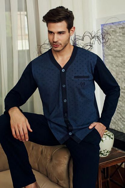 Eros Pike Baskili Uzun Kollu Gomlek Erkek Pijama Takimi 10104 Trendyol