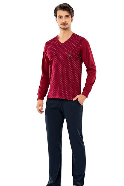 Erdem Erkek Yazlik Uzun Kol Pamuklu Pijama Takimi 6096 Trendyol