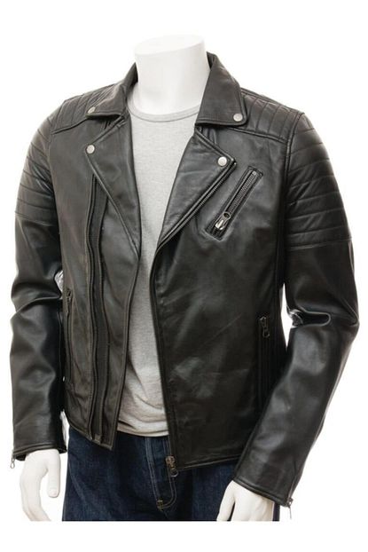 Derimont S Siyah Erkek Deri Biker Ceket Buckerell Trendyol