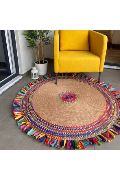 E Hediyeci Dekoratif El Dokuma Jut Ipli Organik Renkli Kilim Trendyol