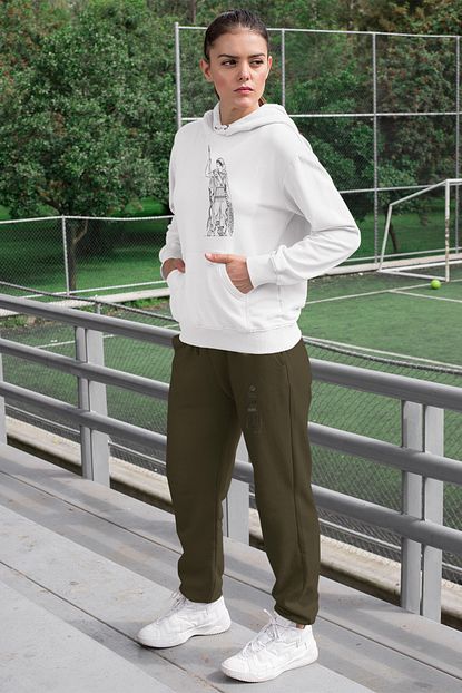 Angemiel Wear Misrakli Asker Kadin Esofman Takimi Beyaz Kapusonlu Sweatshirt Yesil Esofman Alti Trendyol