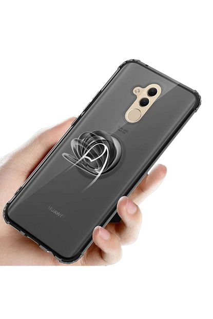 Huawei Mate 20 Lite Kilif Yuzuklu Standli Miknatisli Seffaf Airbag Silikon Siyah Ekran Koruyucu Cam Trendyol