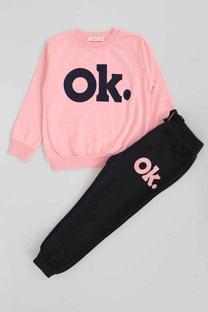 Ahenk Kids Kiz Cocuk Pembe Ok Baskili Takim Trendyol