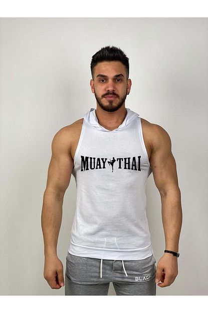 Black Istanbul Erkek Beyaz Muay Thai Kapsonlu Fitness Atleti Trendyol