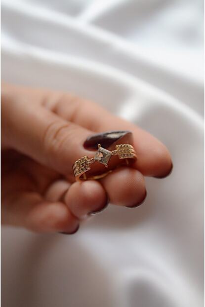 My Joyas Design Beyaz Kare Tasli Vintage Yuzuk Trendyol