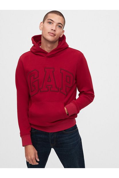 Gap Erkek Kirmizi Logo Kapusonlu Sweatshirt Trendyol