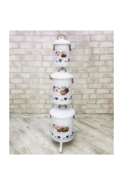 Yildiray Metal Metal Standli 3 Katli Patates Sogan Sarimsak Kovasi Beyaz Trendyol