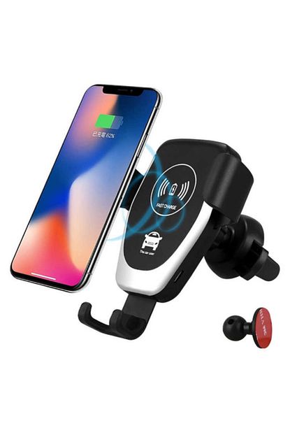wireless sarjli arac ici telefon tutucu siyah