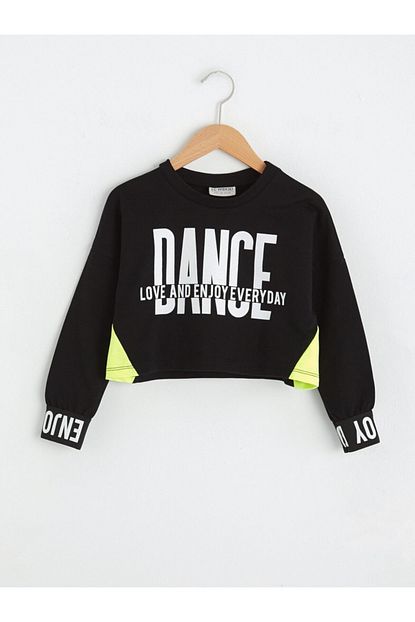 Lc Waikiki Kiz Cocuk Siyah Bisiklet Yaka Sweatshirt Trendyol