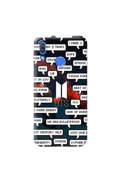huawei y7 2019 bts logo ve sarki isimleri yazi tasarimli telefon kilifi bts81