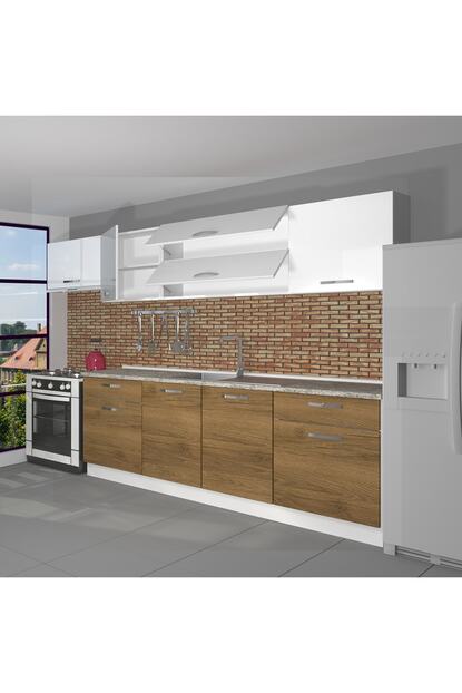 Decoraktiv Hazir Mutfak Dolabi Prestij 280 Cm Pera Parlak Beyaz Tezgah Dahil Fiyati Yorumlari Trendyol