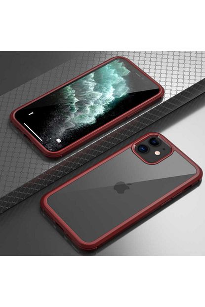 apple iphone 11 kilif cift tarafli dor silikon temperli cam kapak