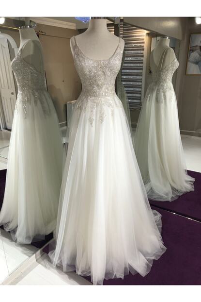 Gelinlikworlds Sevcan Gelinlik Gumus Islemeli Helen Model Gelinlik Trendyol