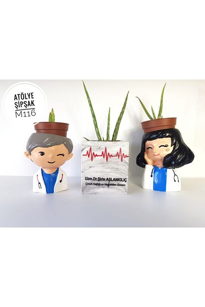 Beton Saksi Doktor Isimlik Hemsire Isimlik Doktor Hediye 3 Lu Set Trendyol