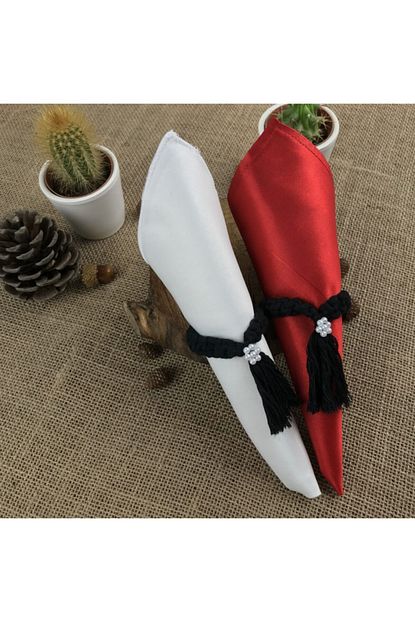 Fancyagnes El Yapimi Pecete Yuzugu Halkasi Siyah Makrome Inci Boncuk Detayli 12 Kisilik Trendyol