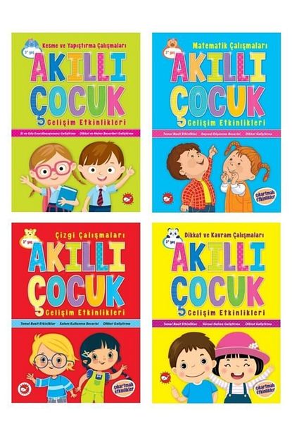 Ema Cocuk Akilli Cocuk Gelisim Etkinlikleri Seti 4 Kitap 3 Yas Trendyol