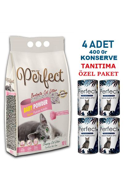 Perfect 10 Lt Ince Bebek Pudrasi Kokulu Kedi Kumu 4 Adet Konserve Tanitima Ozel Fiyat Trendyol