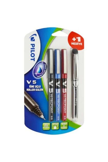 pilot v5 siyah mavi kirmizi 3 lu