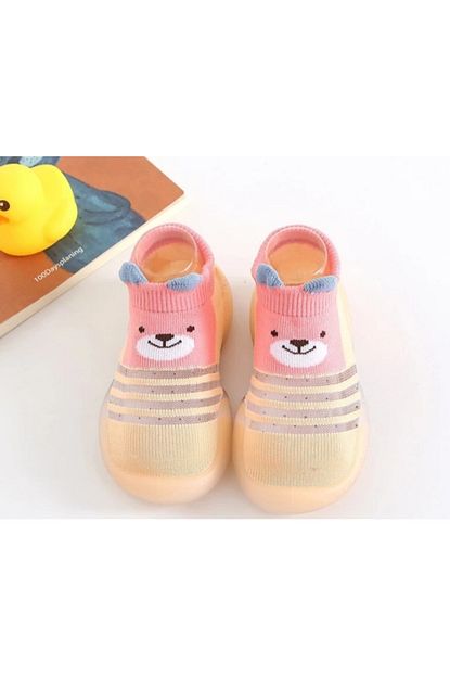 Baby Ella S Kiz Cocuk Pembe Esnek Kaucuk Tabanli Kaydirmaz Corap Ayakkabi Trendyol