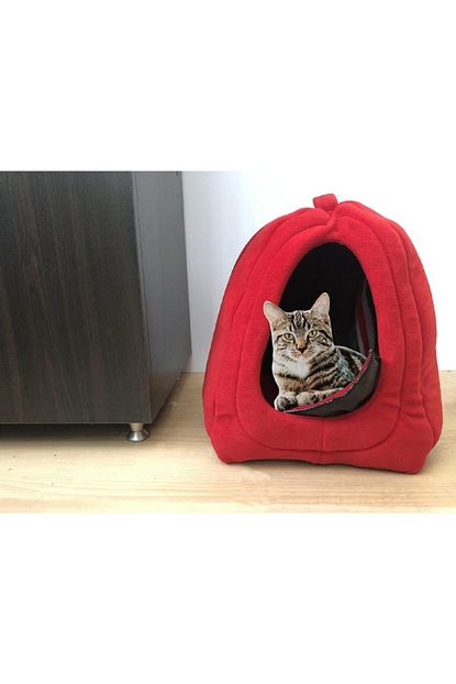 akmil kirmizi kedi kopek yatagi evi hem