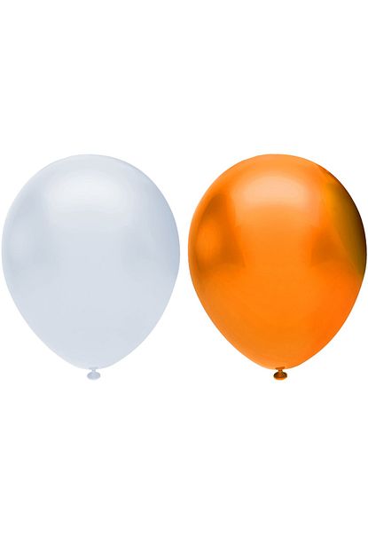 Infinity 20 Li Metalik Balon Seti 2 Renk X 10 Beyaz Turuncu Helyum Uyumlu Trendyol